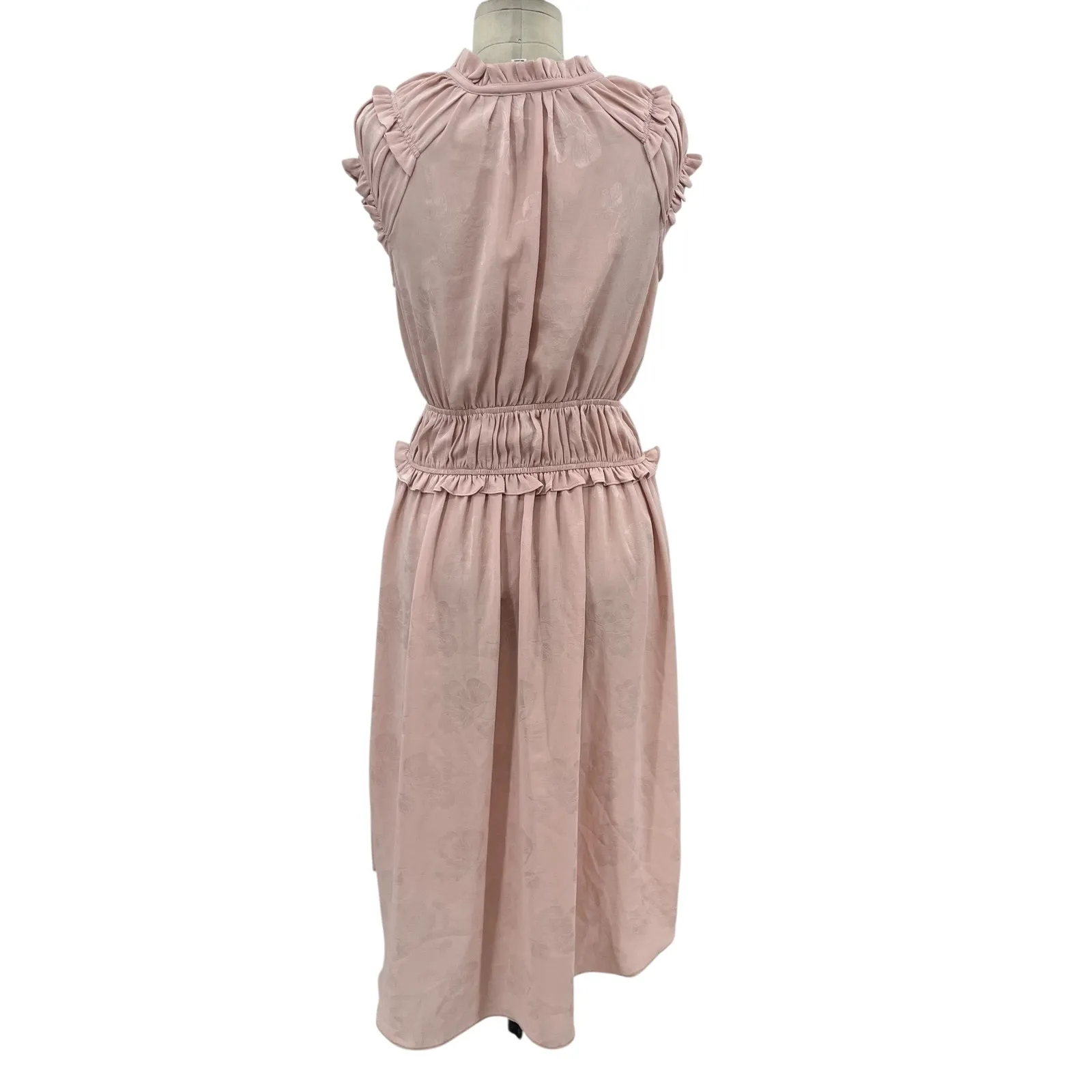 Current Air Rosette Dress Mid Length Smocked Waist‎ Floral Light Pink Size XS - Image 9
