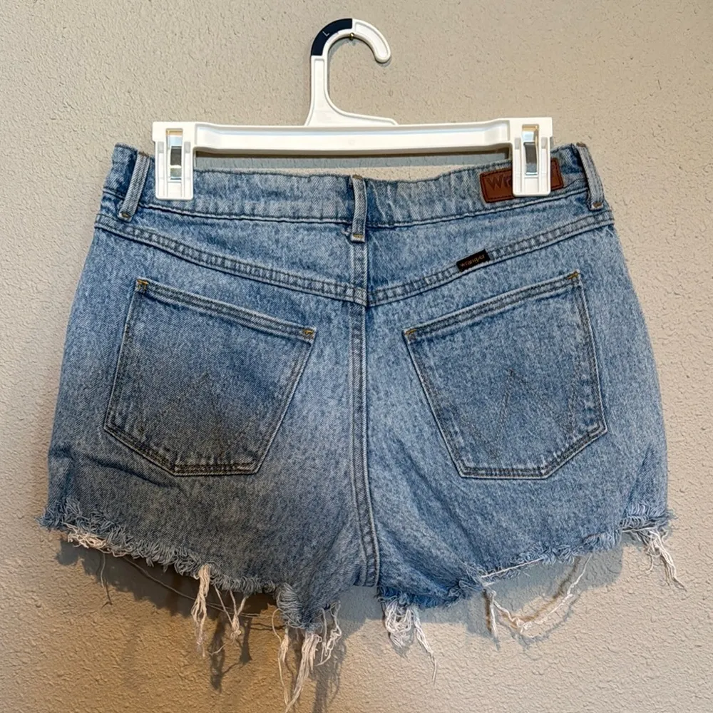 Wrangler Light Blue Distressed Jean Shorts - Image 4