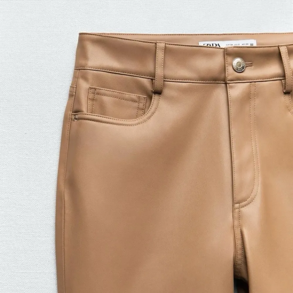 Faux Leather Mini Flare Pants Size 4. - Image 5