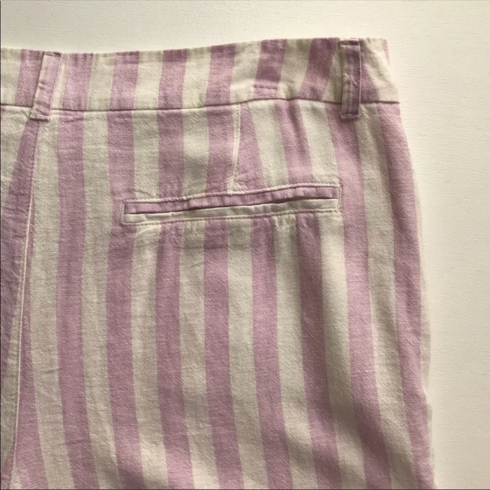 𝅺Old Navy Women’s Linen Blend Striped Shorts Size 14 Beige Purple Lightweight - Image 7