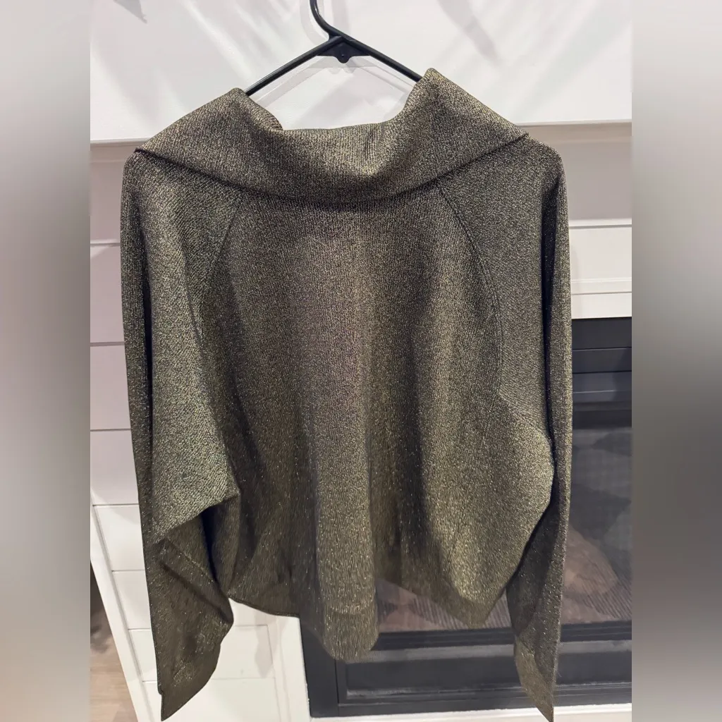 Spanx AirEssentials Shine Half Zip Black Gold Pullover Sweatshirt Top 1X NEW - Image 6