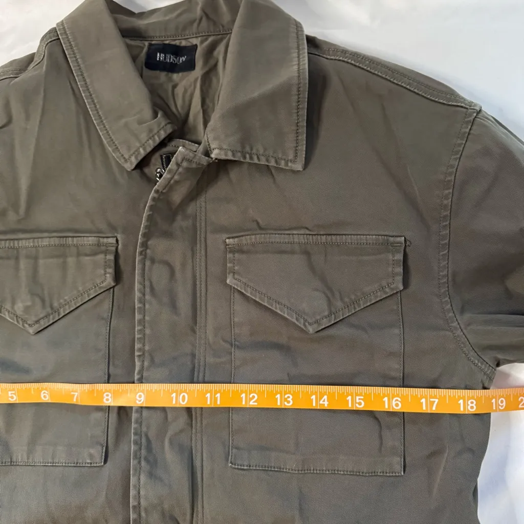 Hudson Cotton Utility Military Jacket Brown Women sz XS Full Zip Pockets Stretch - Image 5