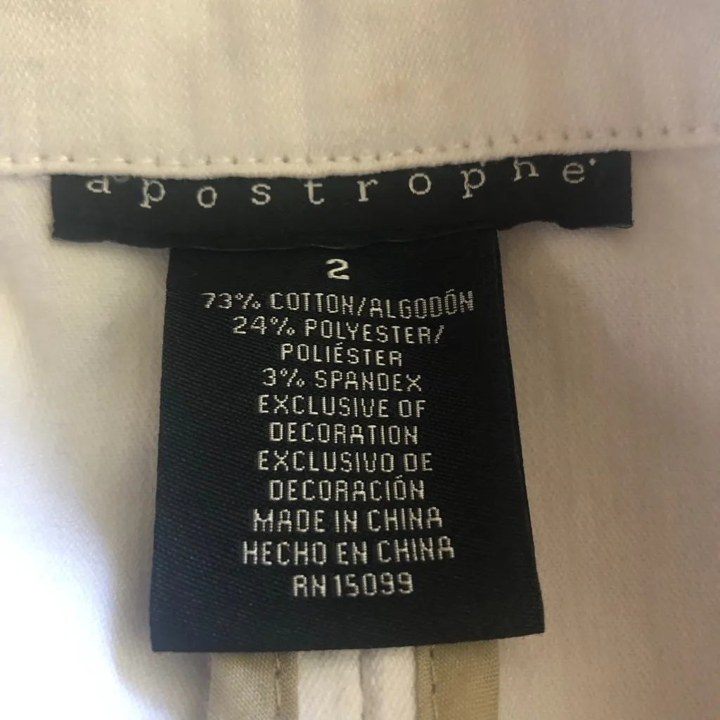 Apostrophe Embroidered Blazer Button Front Cotton Blend Cream Off White sz 2 - Image 12