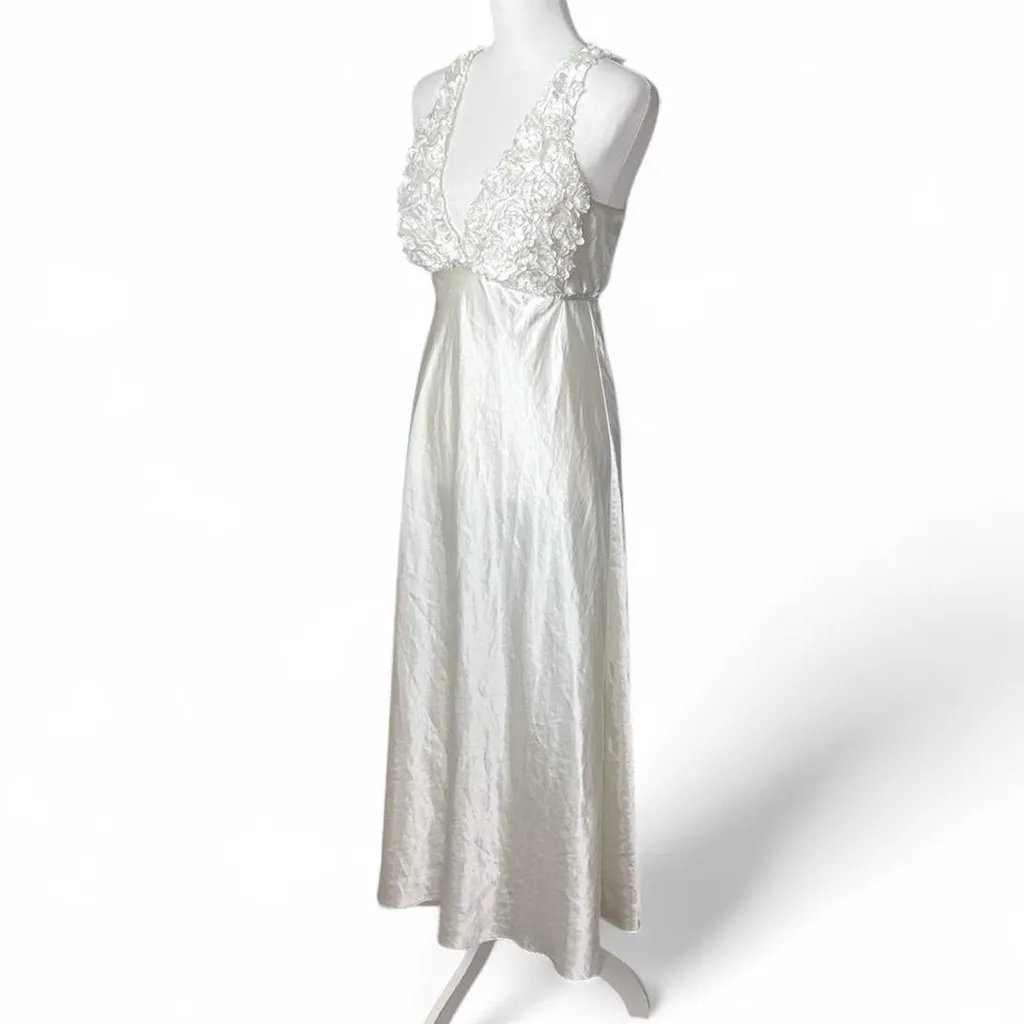 Flora Satin Midi Maxi Gown White Size M - Image 3