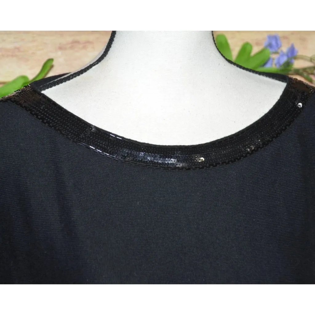 Talbots Women's Black Half Sleeve Knit Tee Plus Size 1X Sequin Stretch MINT - Image 3