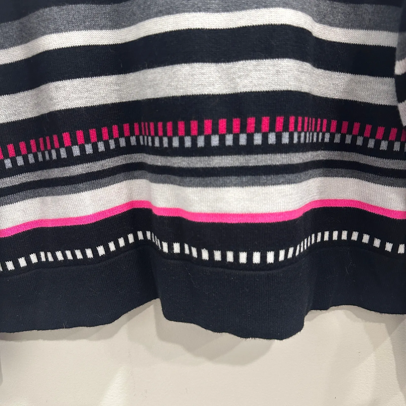 Wispr Pink White Gray Black Silk Cotton Blend Striped Sweater Large Cozy Preppy - Image 5