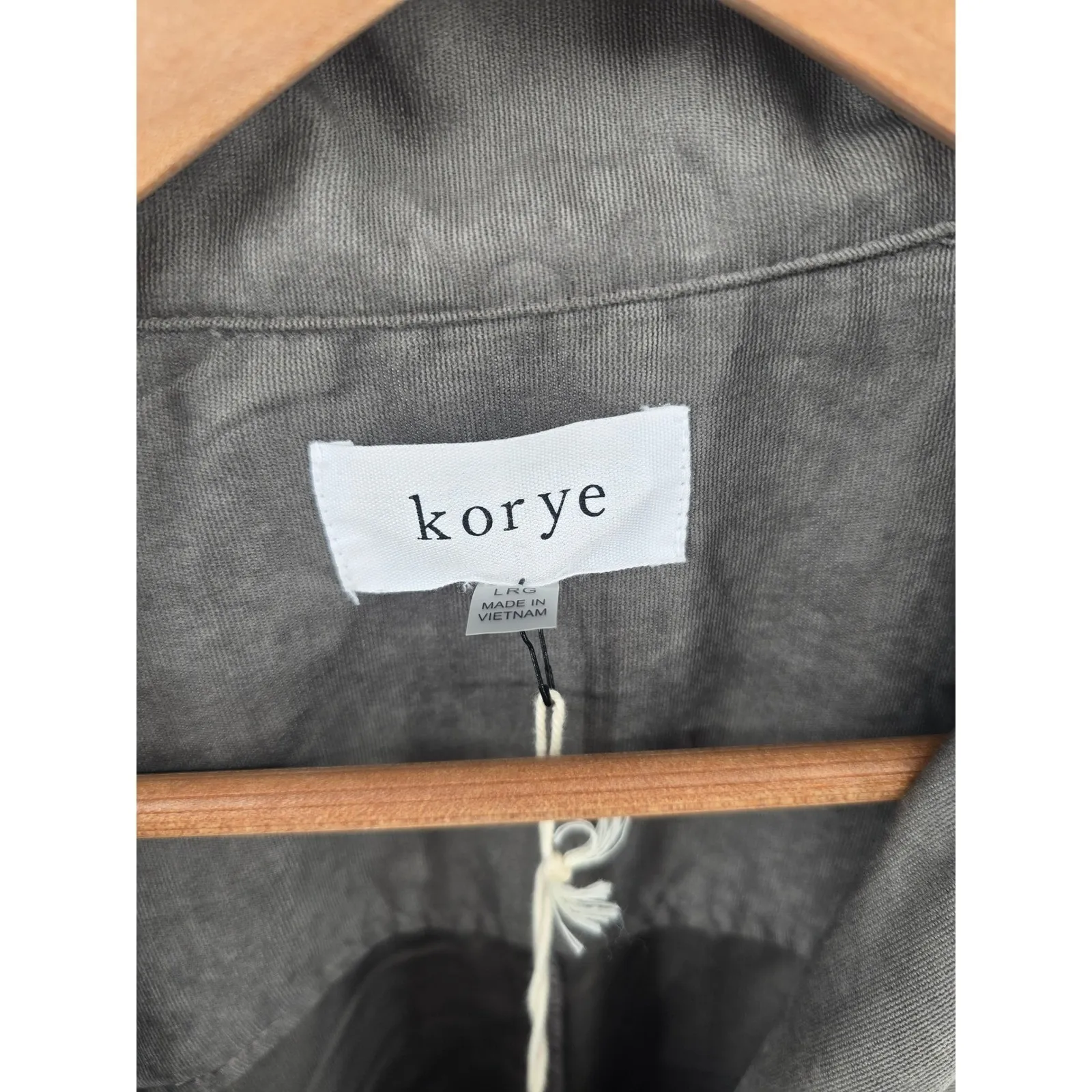 Korye Utility Jacket Olive Green Drawstring Waist Button Snap Long Sleeve Large Gray - Image 2