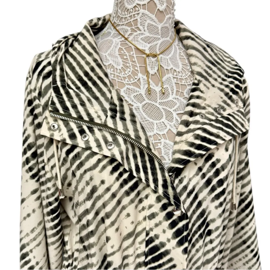 Soft Surroundings Go Lively Shibori Hooded Anorak Jacket Size L Zip Snaps Lined - Image 4