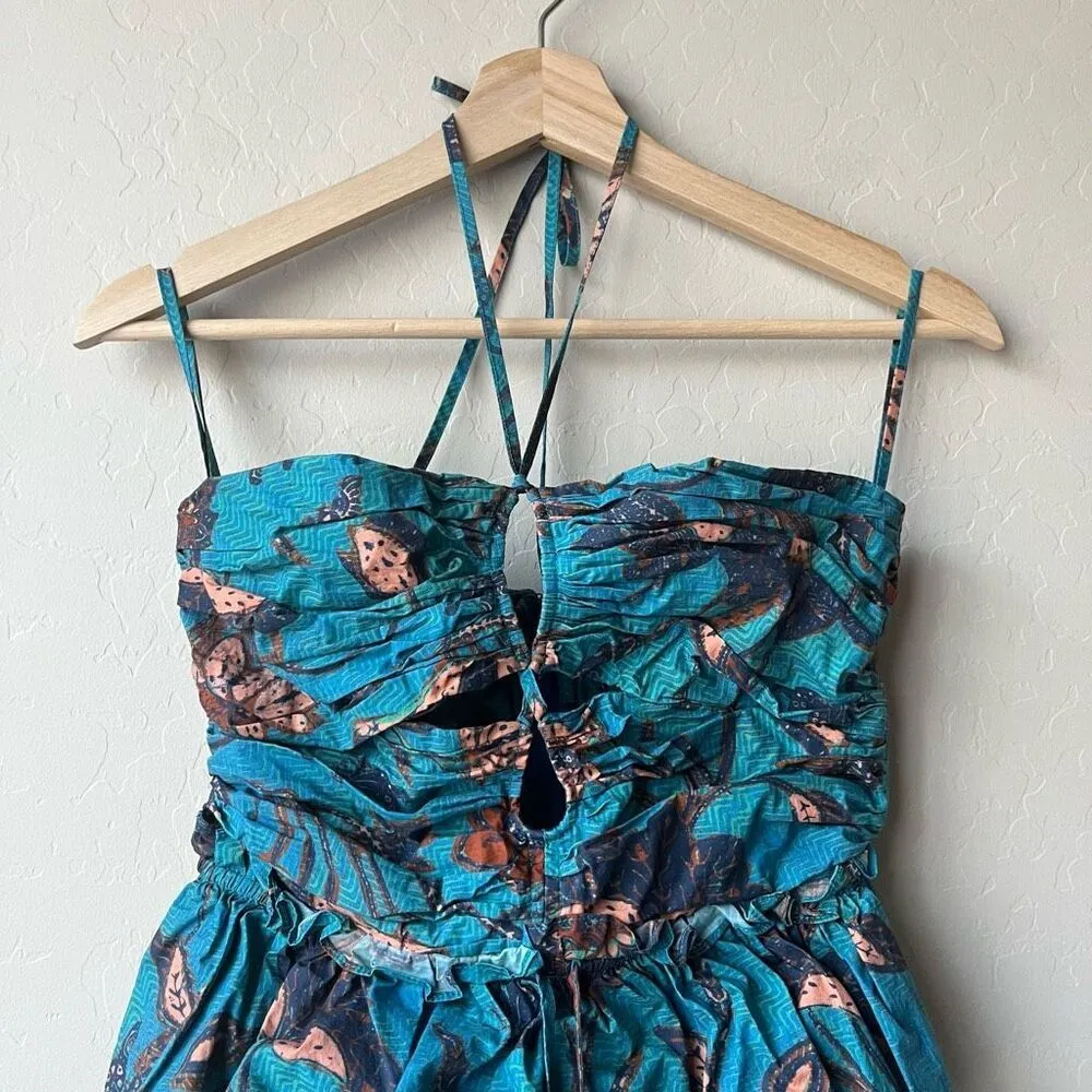 Ulla Johnson Isidro Halter Playsuit Romper in Lagoon Blue Floral Print Size 2 - Image 5