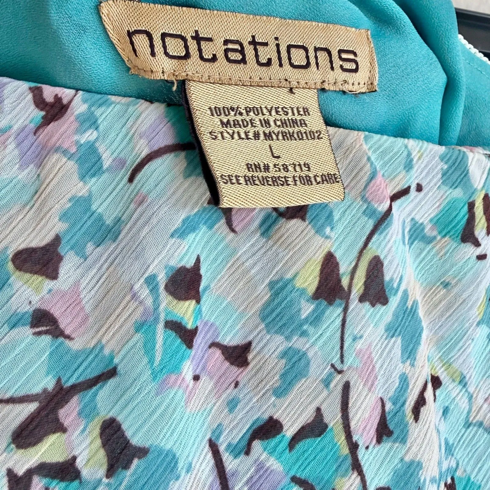 NOTATIONS Vtg 90s Blue Floral Whimsigoth Grunge Fairy Midi Skirt Womens Large - Image 2