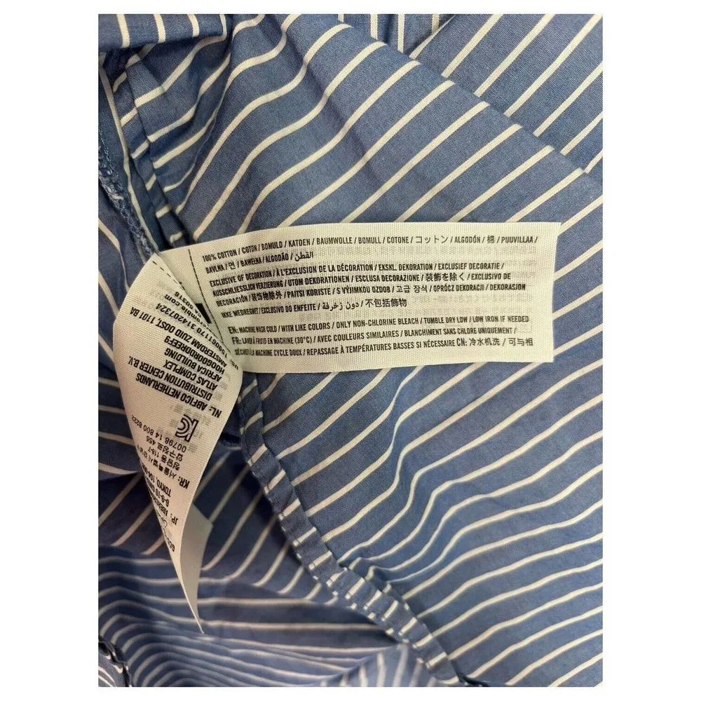 Abercrombie Fitch Dress Womens XS Sleeveless Striped Ruffle Henley Western Blue - Image 8