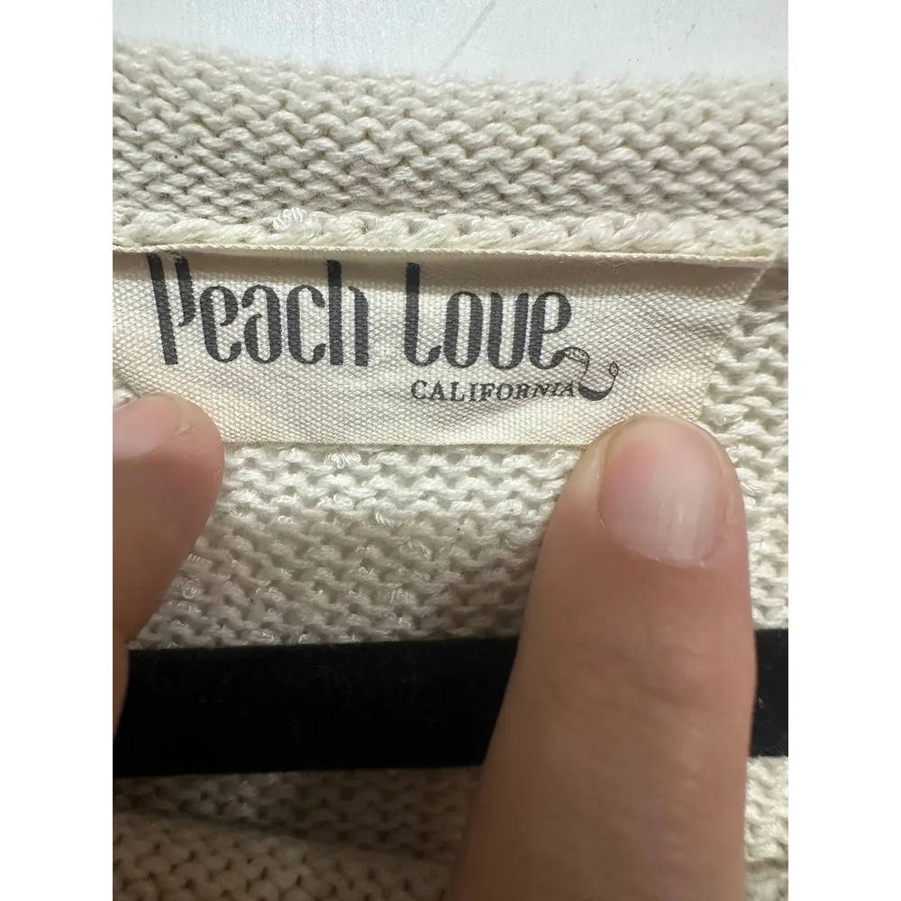 Peach Love Oversized Distressed White and Grey Sweater Size Large Sweatshirt - Image 3