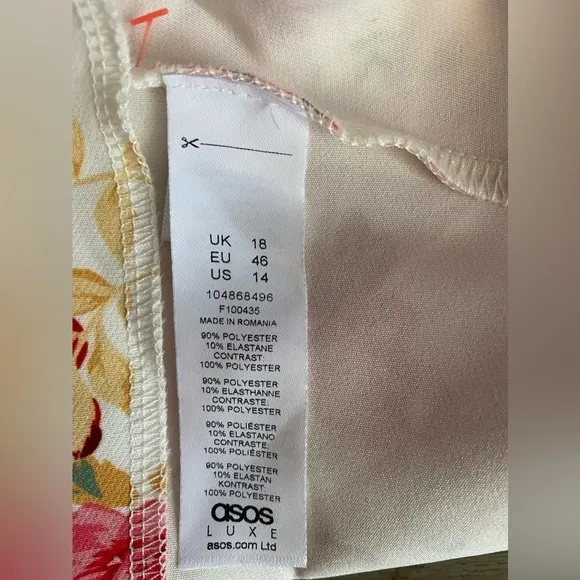 ASOS DESIGN Fallen Shoulder Top w/ Organza Sleeve in Pink Floral Print SZ 14 NWT - Image 9