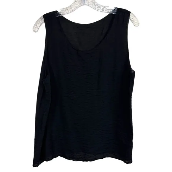 Cut Loose Black Tank Top‎ Lightweight Flowy Lagenlook Sheer Minimalist sz Large - Image 2