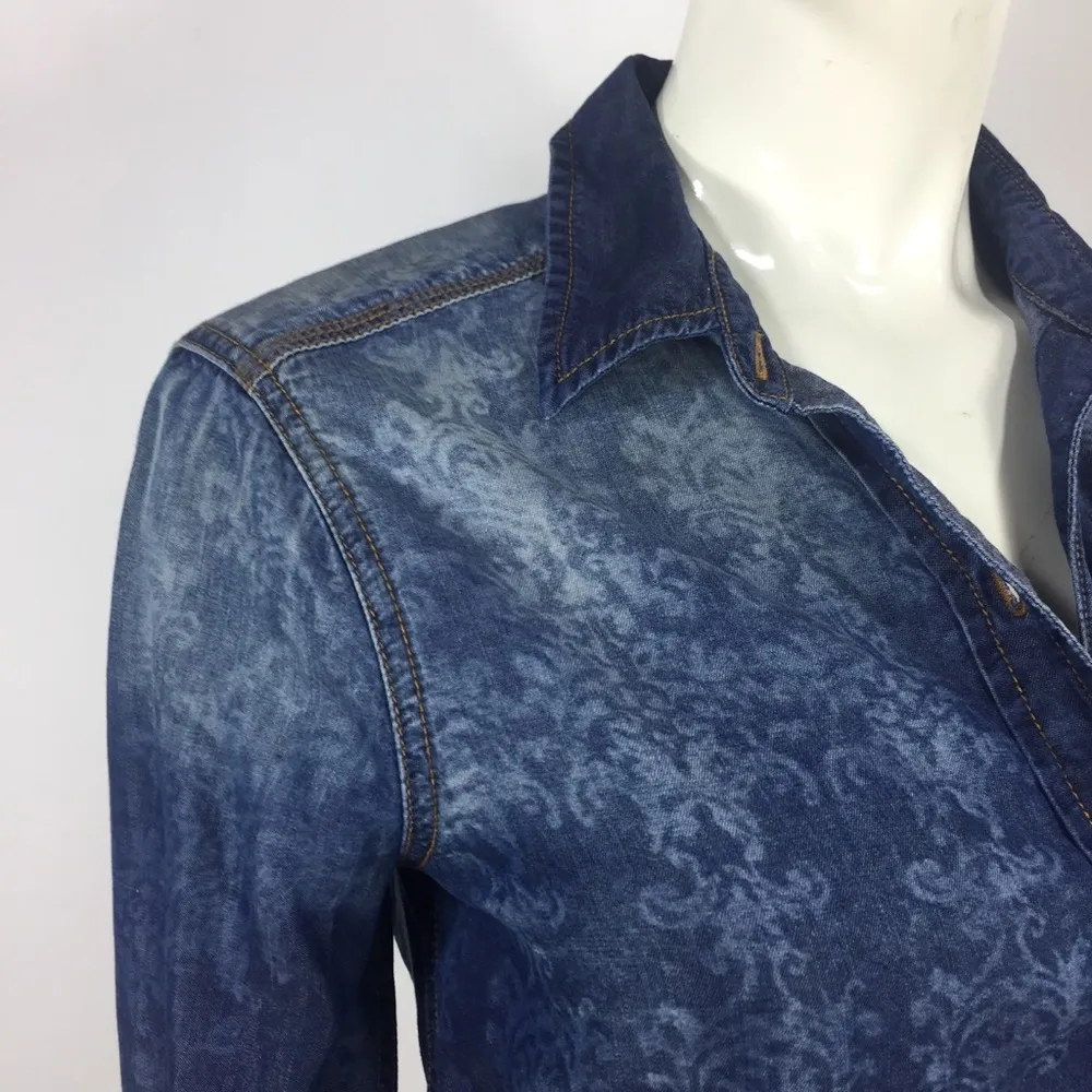 7 for all Mankind Printed Chambray Shirt - Image 4