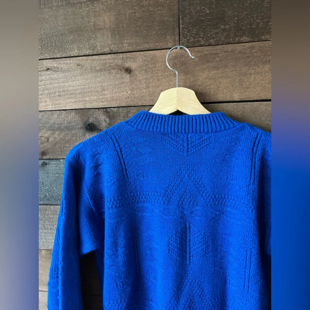 Vintage 90s Chava Knit Sweater Blue Textured Mock Neck Lightweight Pullover Size undefined - Image 8