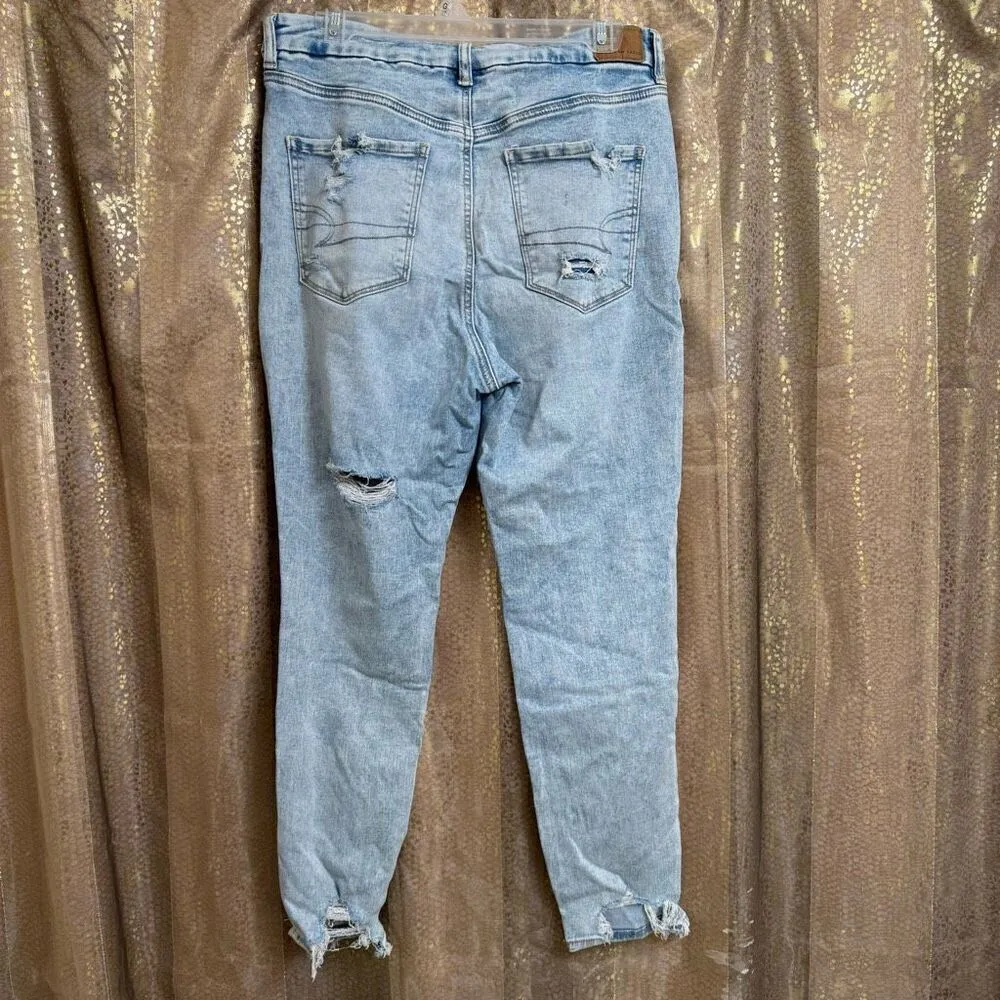 American Eagle Light Wash Destroyed High Rise Stretch Jegging 12 Short - Image 2