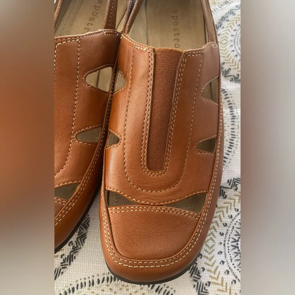 Vintage Women's Size 8.5M Apostrophe Brown Sandals Casual Slip On Summer Shoes - Image 9