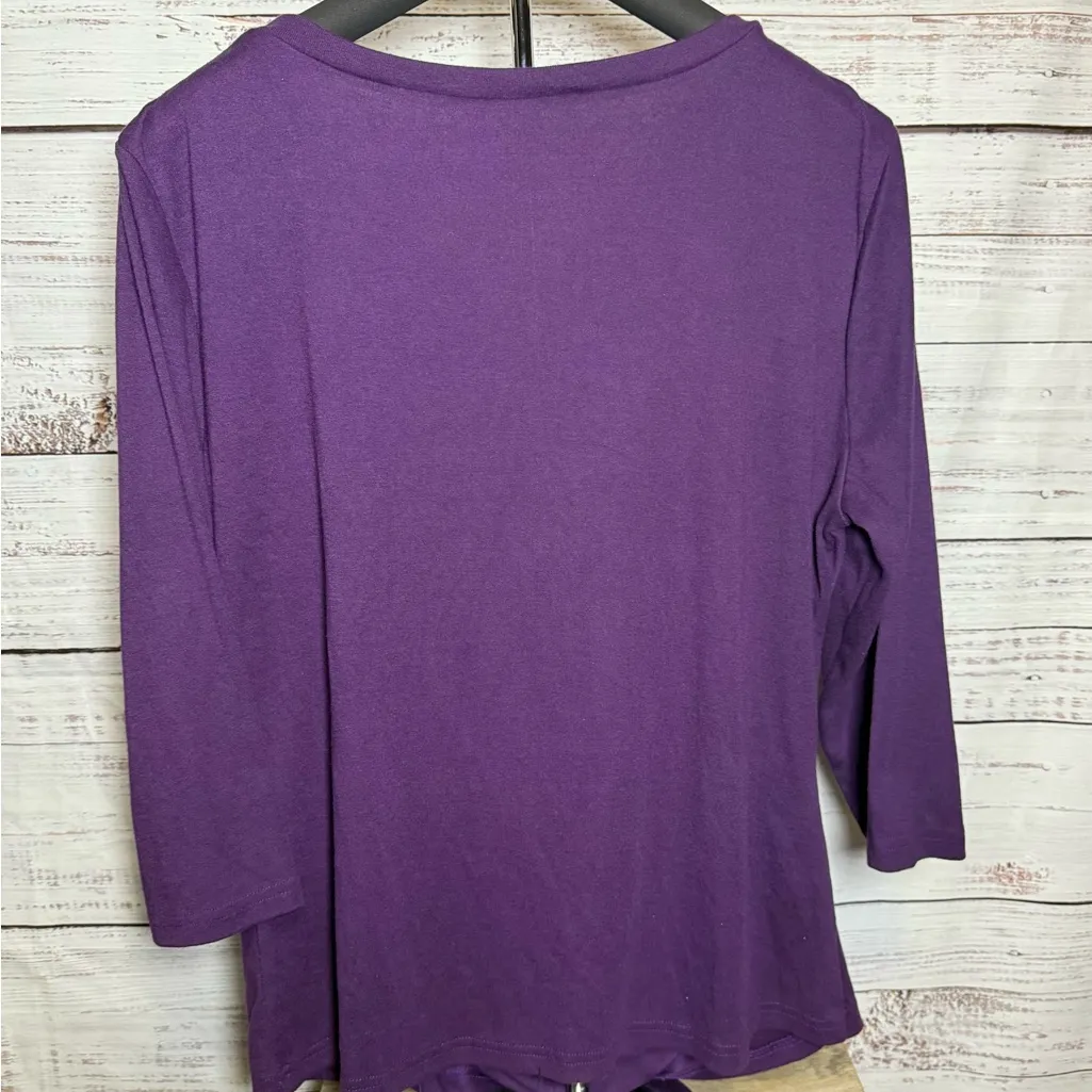 Allegra K Purple Blouse with Button Detail - Image 3
