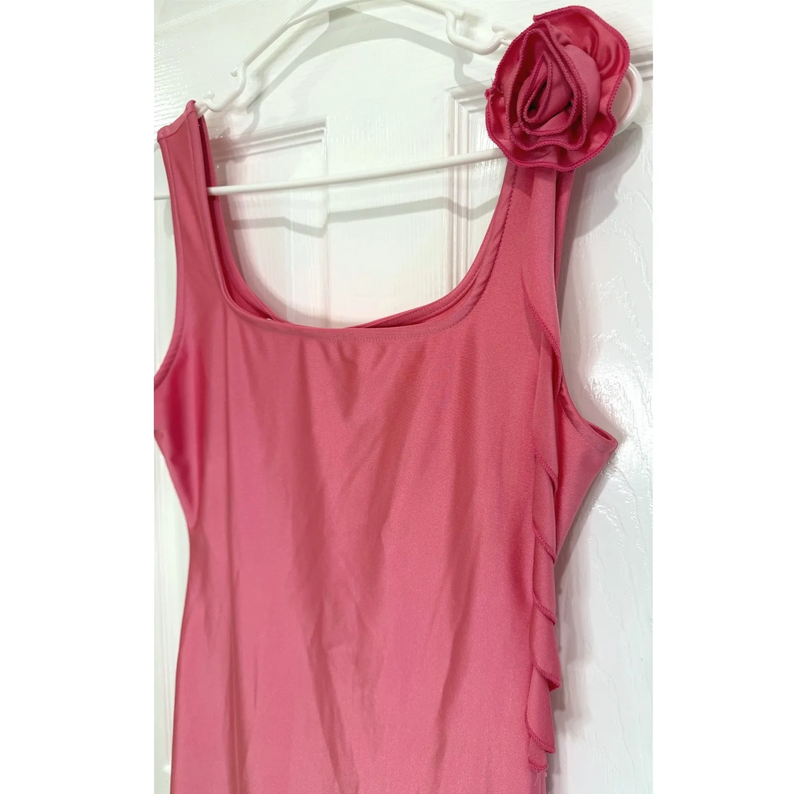 Lush Hot Pink Dress Sleeveless Party‎ Cocktail Rose Detail Size L - Image 2