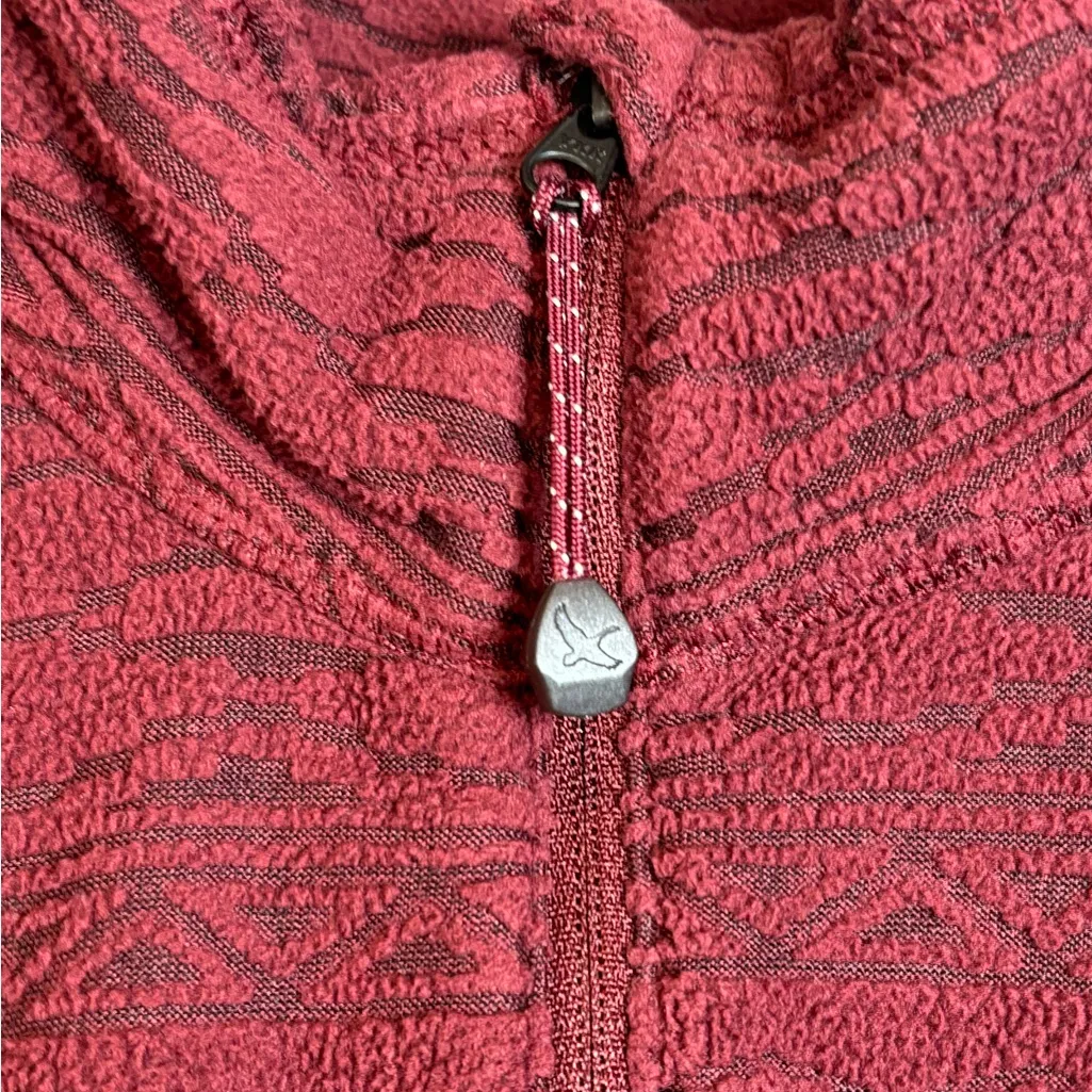 Eddie Bauer Woman’s Burgundy Quarter Zip Aztec Pattern Cozy Pullover Size Medium - Image 4