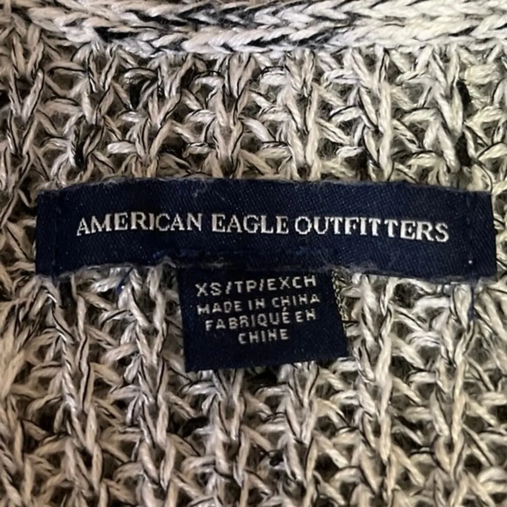 American Eagle Outfitters Gray Knitted Long Sleeve Open Cardigan Sweater Size XS - Image 3