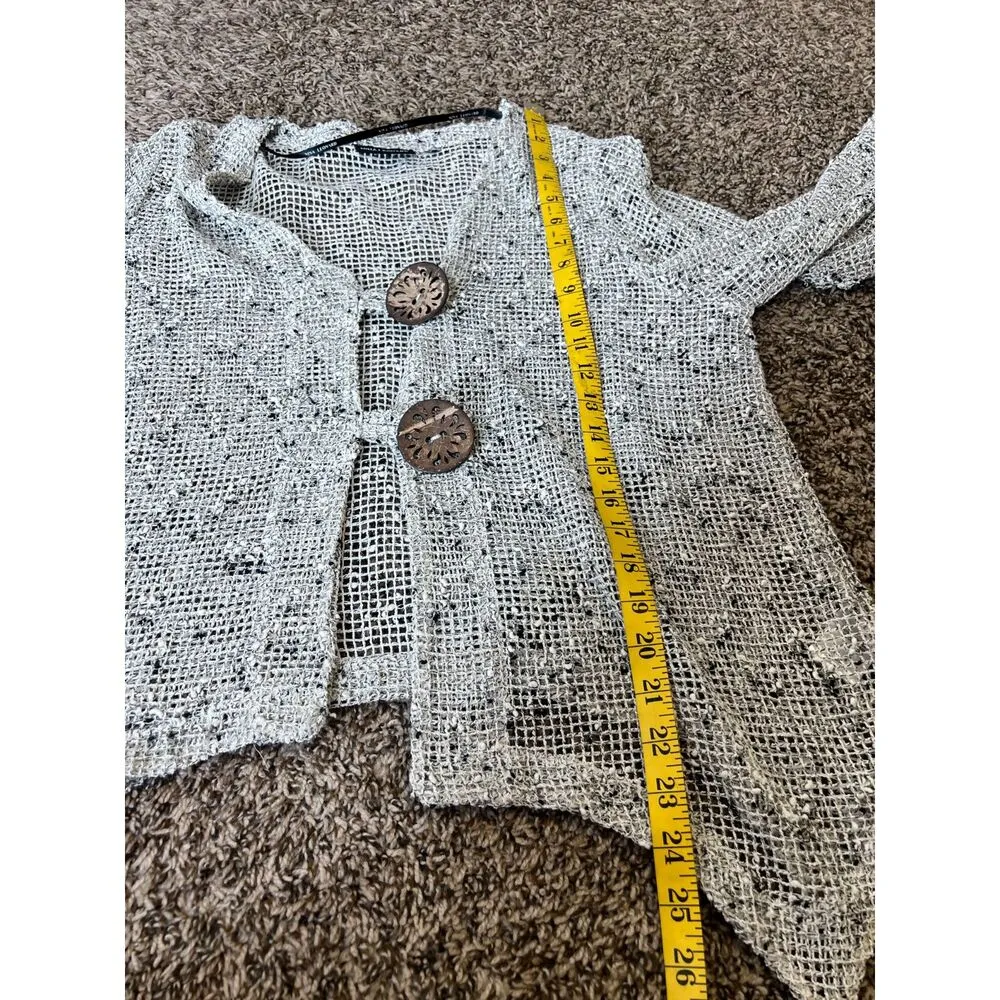 Nina Leonard Open Knit Nubby Asymmetrical Cardigan Sz L Artsy Lagenlook Boho - Image 9