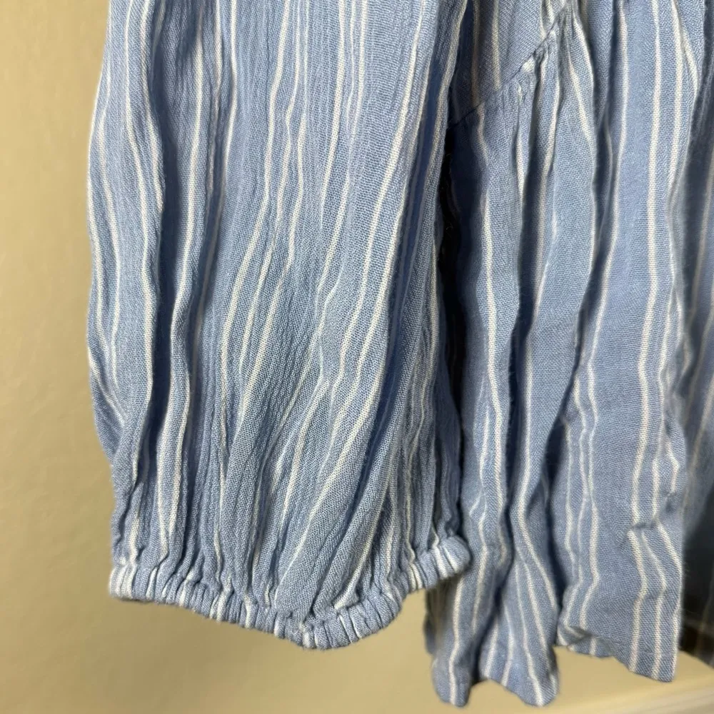 Cottagecore Striped Peasant Top Puff Sleeve Babydoll Fit Hollister Flowy Preppy - Image 2