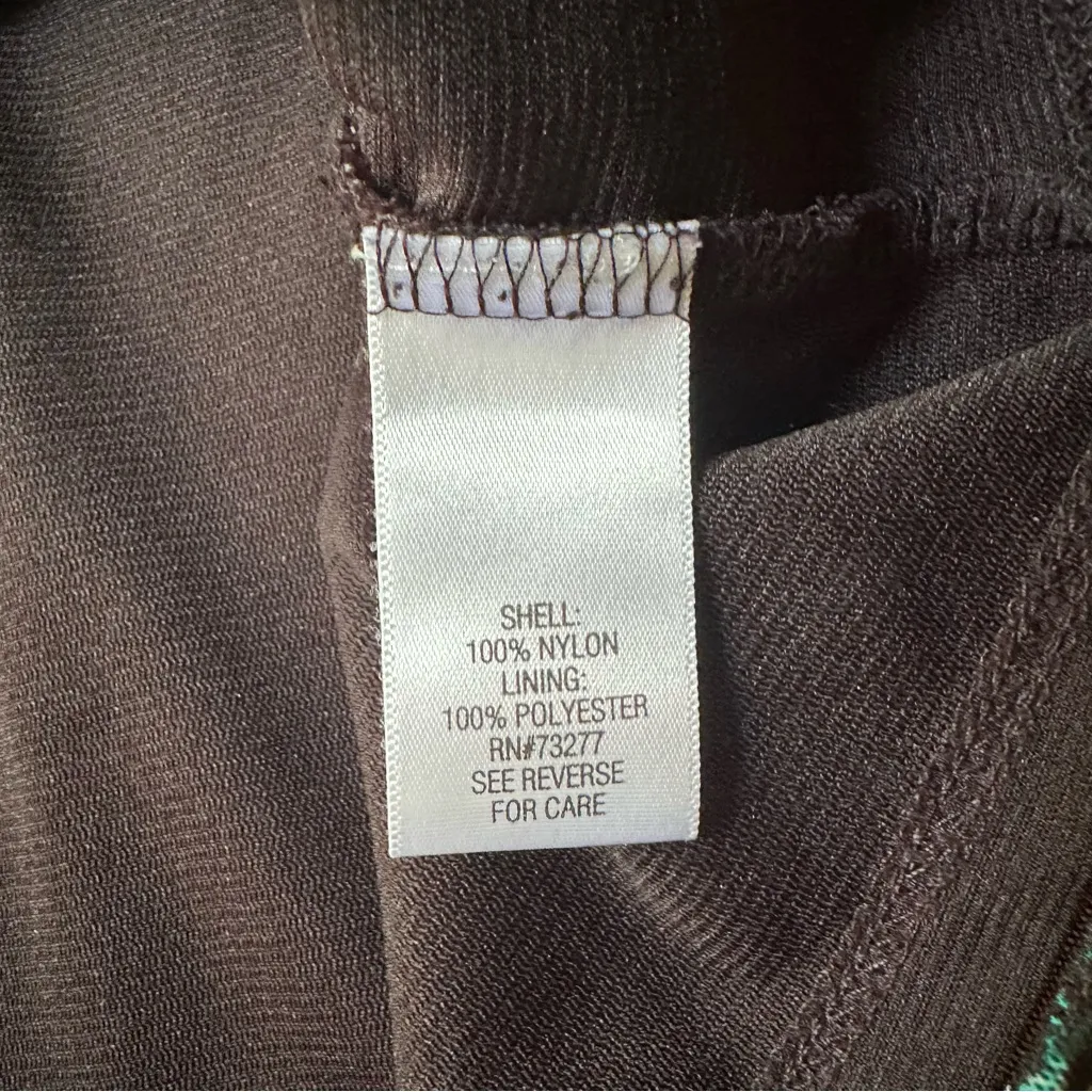 Dana Buchman Abstract Print Sheer Ruffle Blouse Women's Size Large 3/4 Sleeve - Image 7