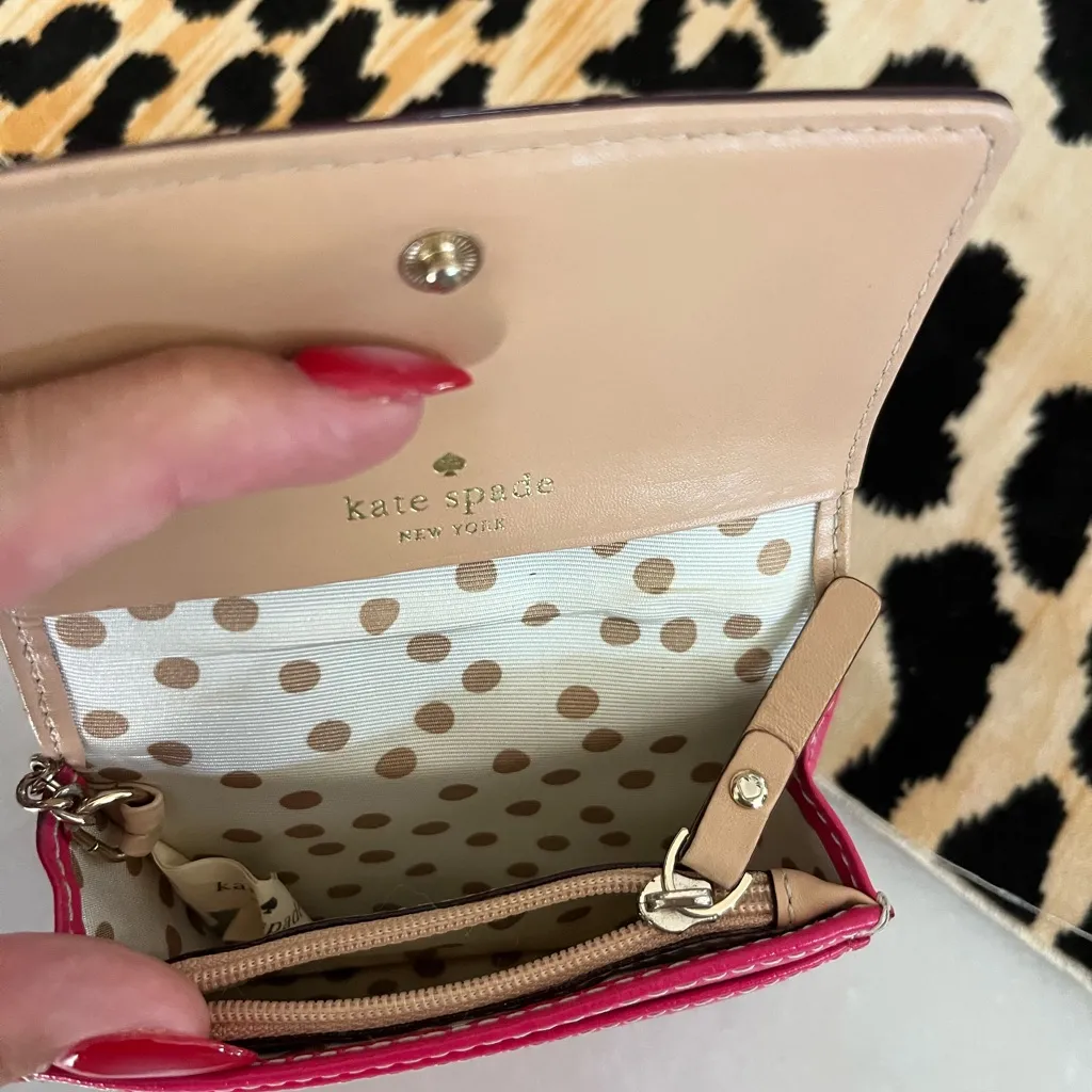 Kate Spade Fuchsia Leather Keychain Wallet - Image 4