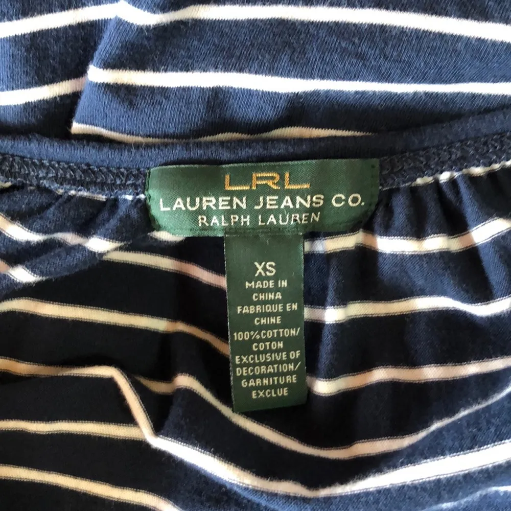 LAUREN JEANS Striped Blue & White Top Size XS - Image 7