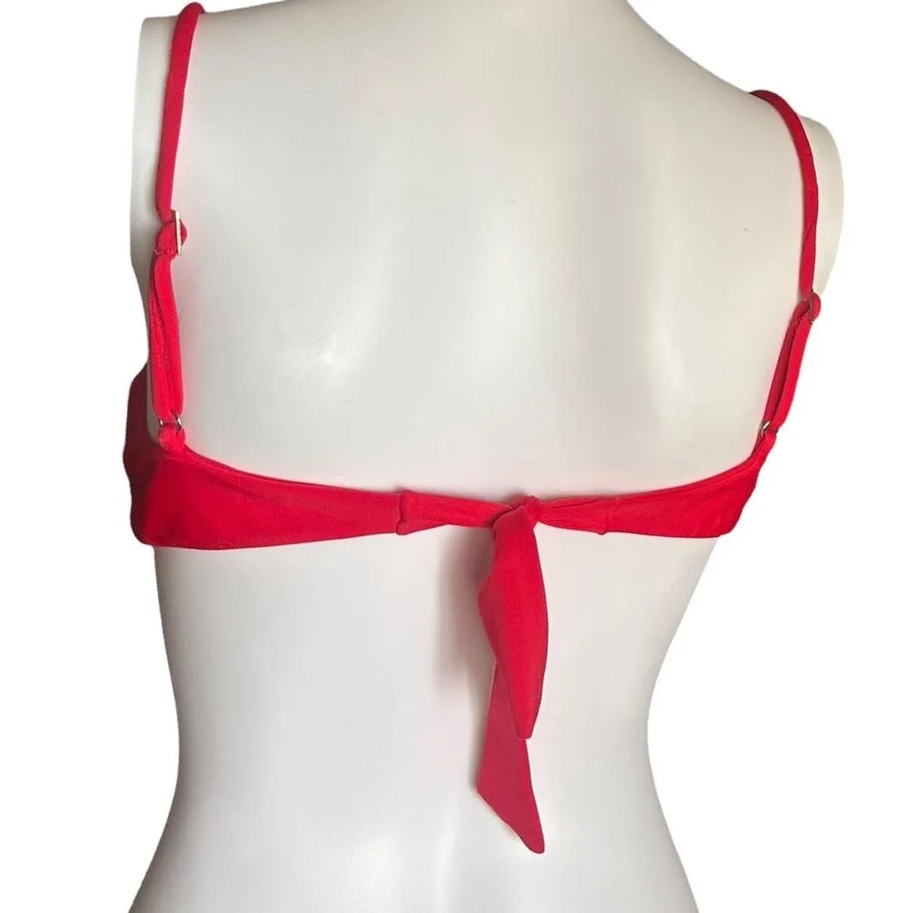 Womens red front tie red bikini top​ - Image 4