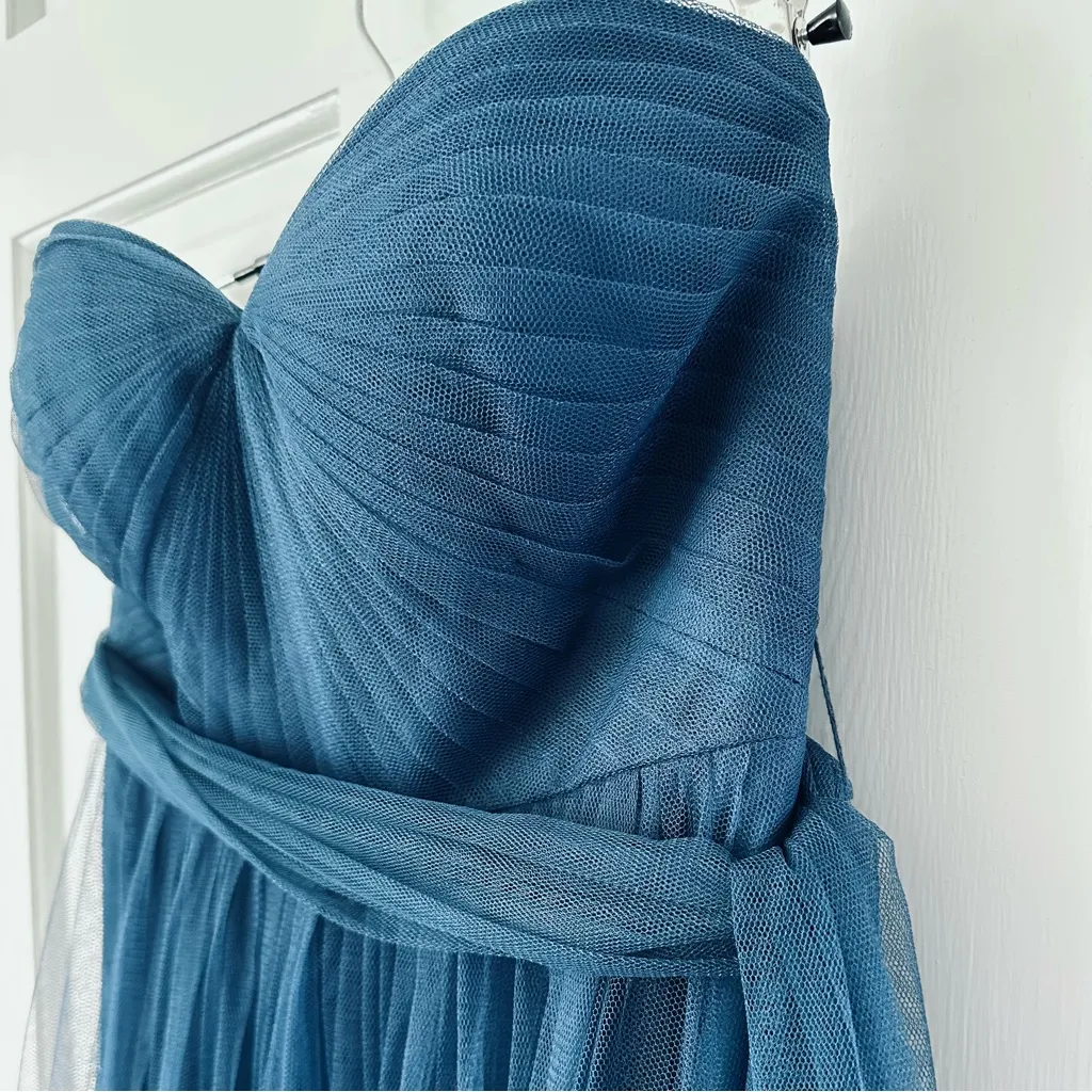 JENNY YOO Anthropologie Annabelle Tulle Convertible Dress Gown Teal Size 2 - Image 7