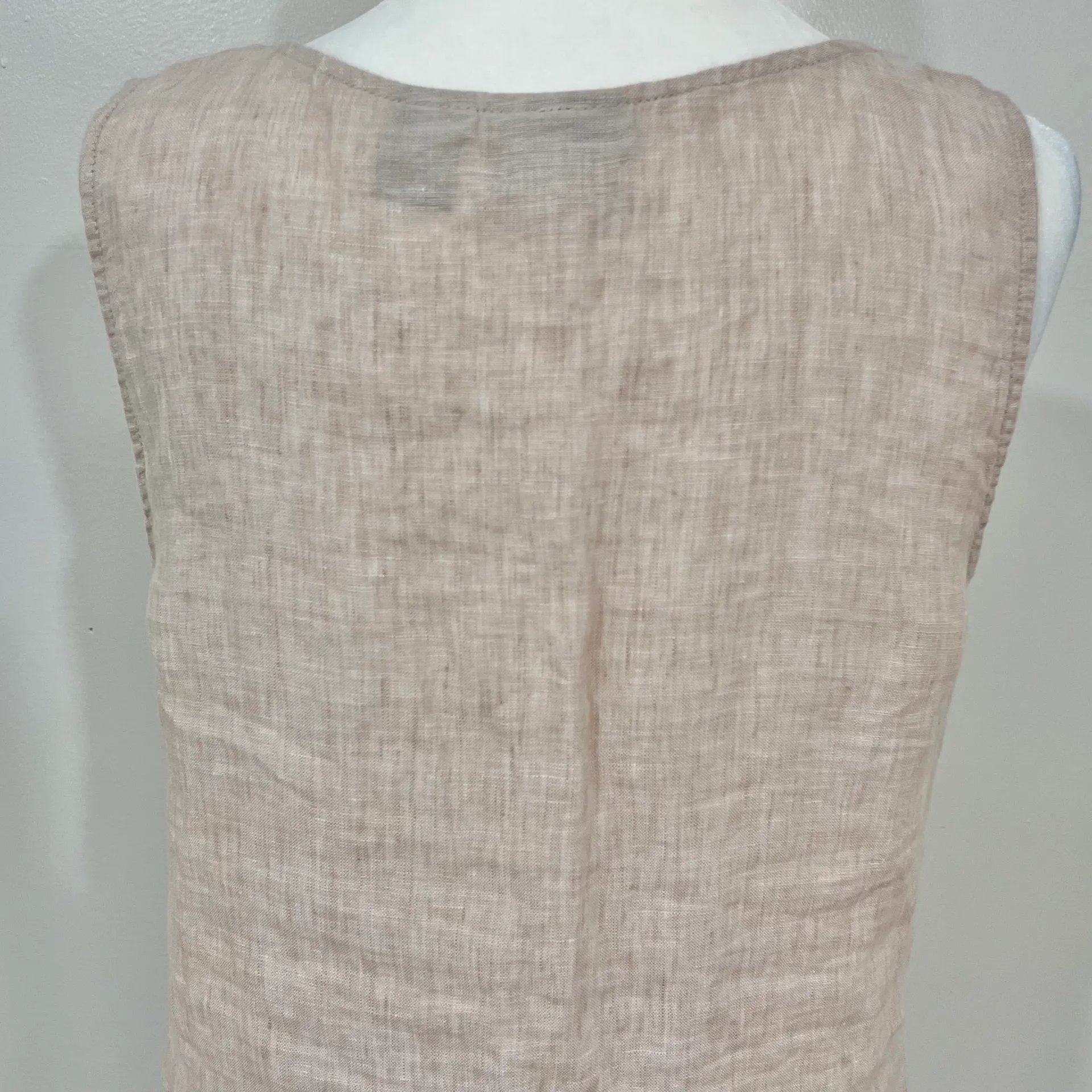 Elie Tahari New Tahari Essentials 100% Linen Neutral V-Neck Sleeveless Tank Top - Image 6