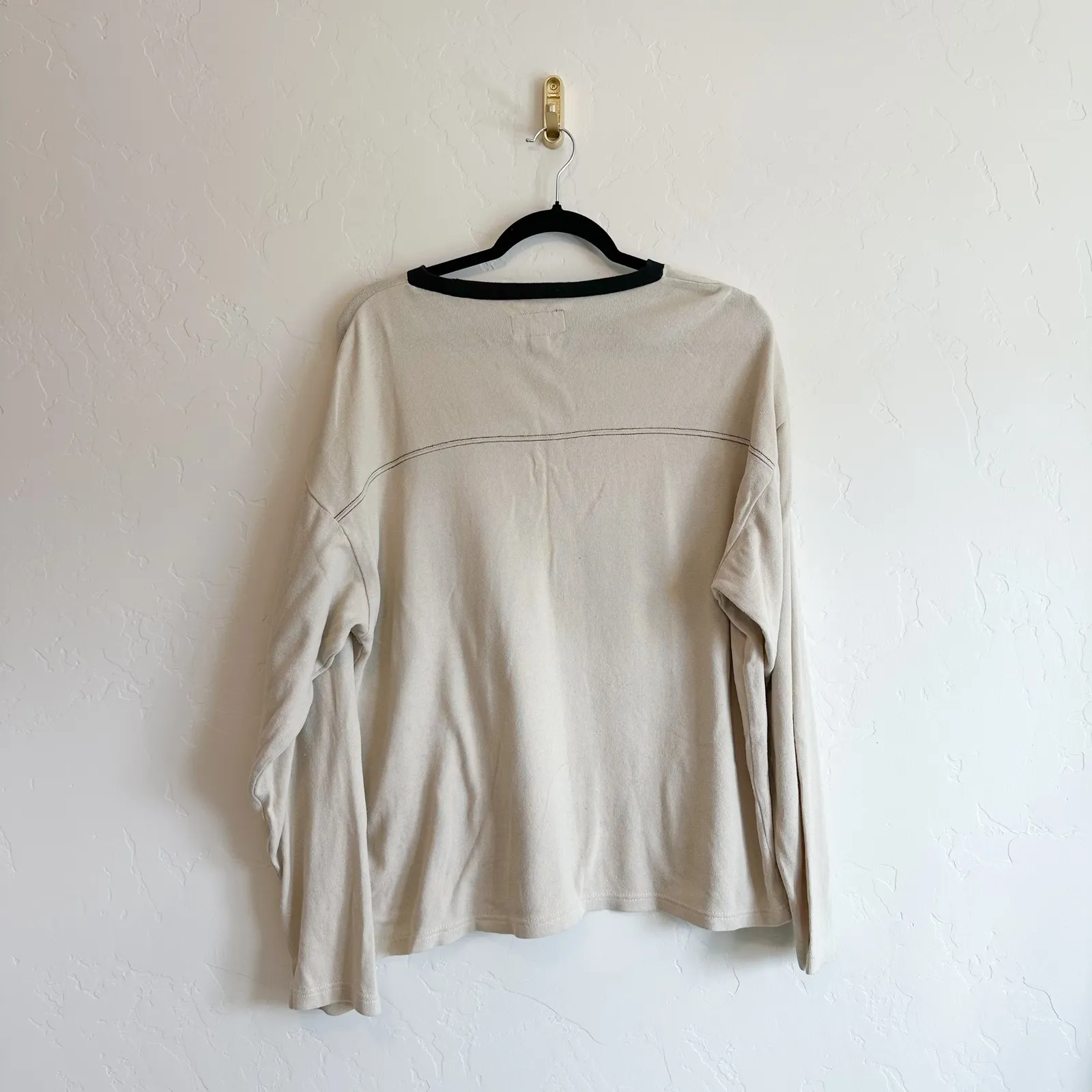 Brixton | "Brxton‎ 77" 100% Cotton Knit Long Sleeve Shirt in Tan & Black, Medium Brown - Image 3