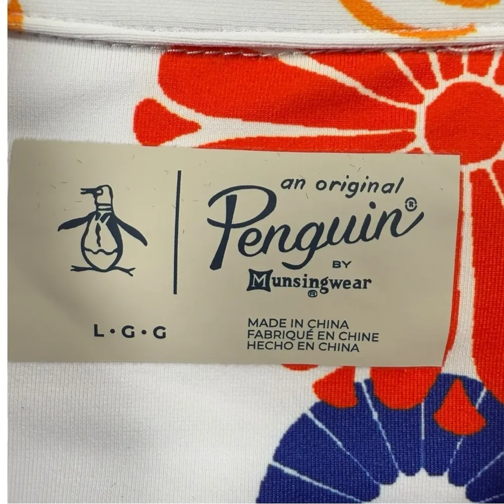 Original Penguin 3/4 Sleeve Retro Floral Polo Popover Blouse‎ Top L - Image 3