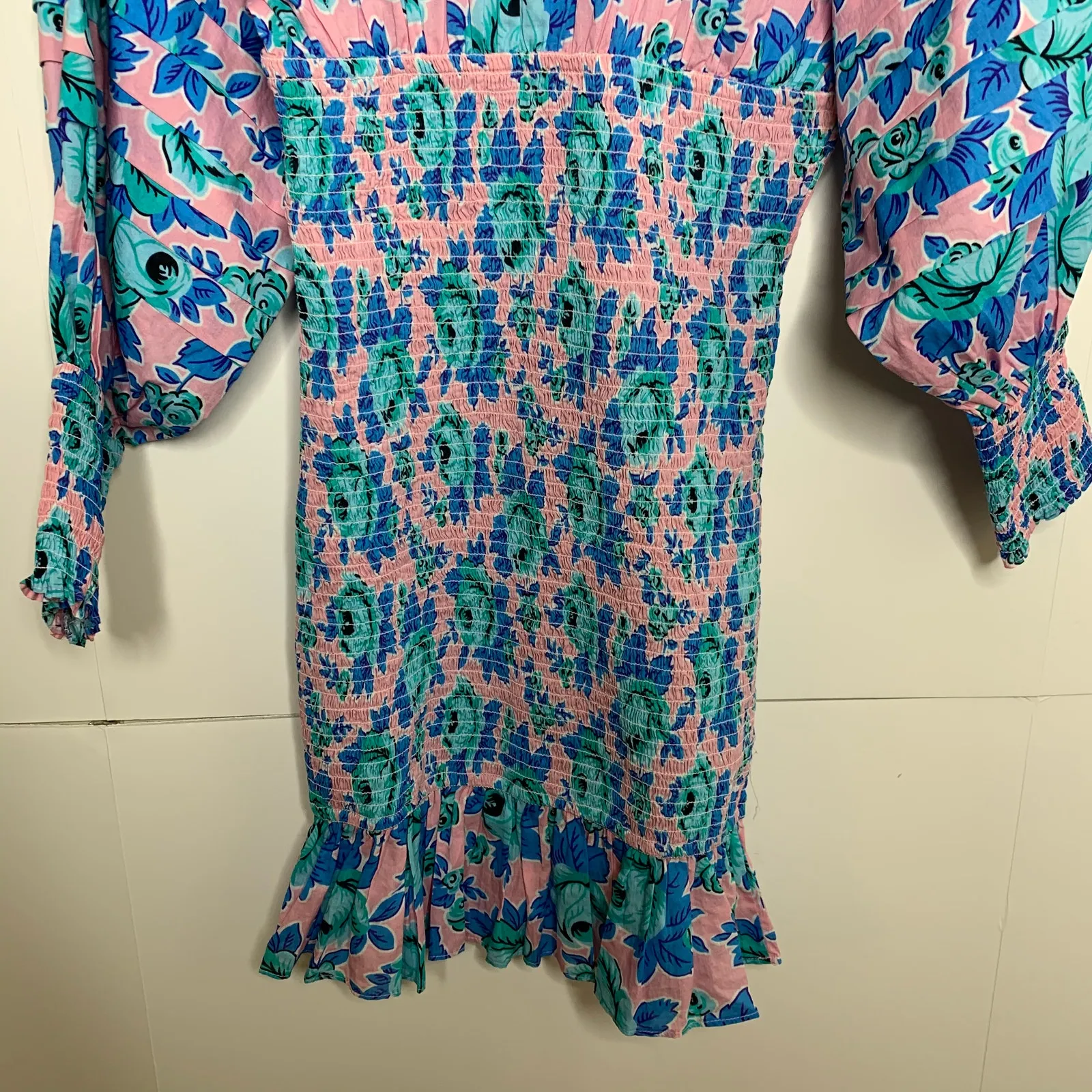 Rhode Resort Anya Smocked Mini Dress Womens Size Medium Blue - Image 13