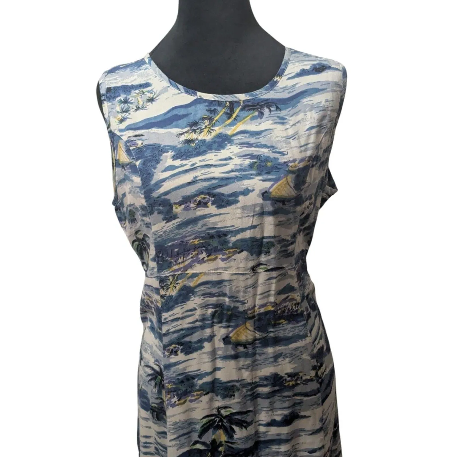 Vintage Sophia Rose Coastal Grandma Maxi Dress Beach Boho Vacation Size 14 Blue - Image 2