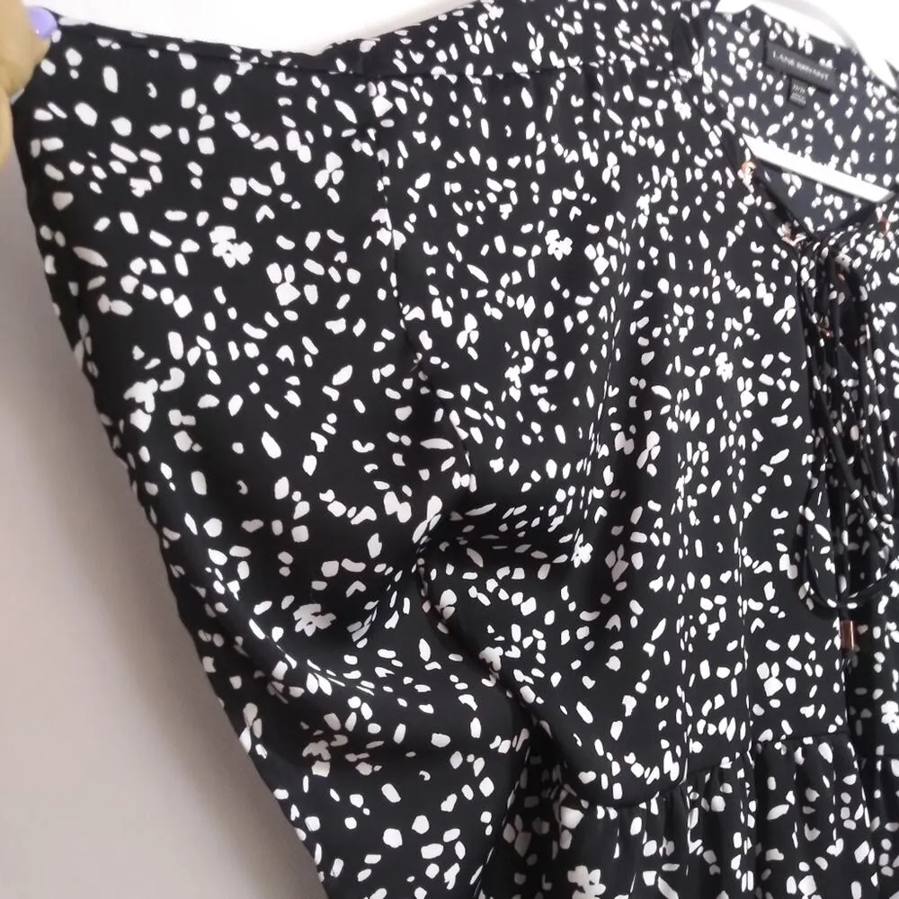 Lane Bryant Black White Print Short Sleeve Flutter Blouse Tie Front Size 22/24 - Image 4