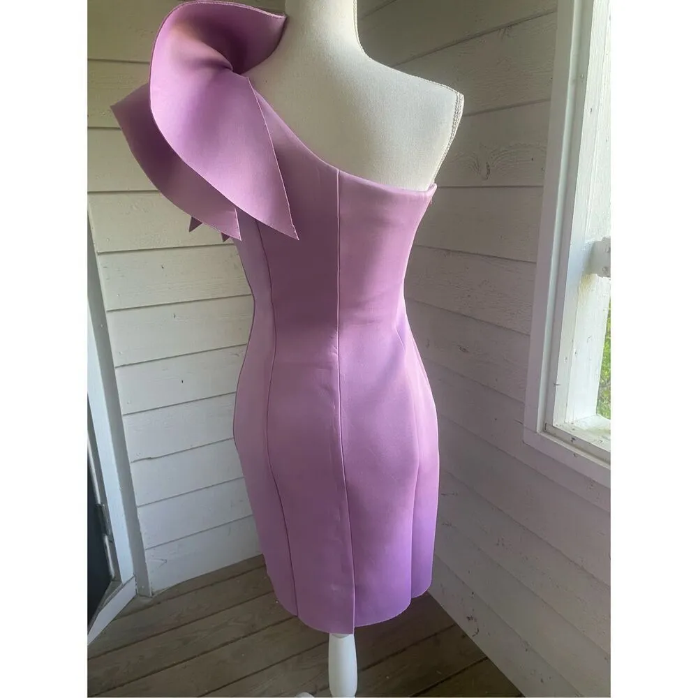 Eliza J One Shoulder Scuba Cocktail Dress Lilac Size 4 - Image 13