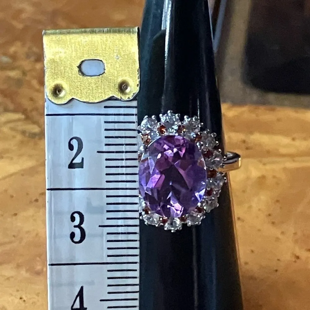 Moroccan Amethyst Red Garnet Sterling Silver Ring Size 7 - Image 7