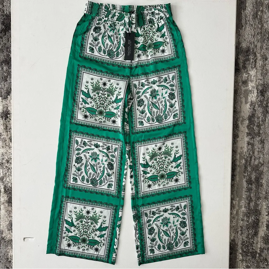 Rachel Zoe Green and White Floral Pants Size S - Image 12