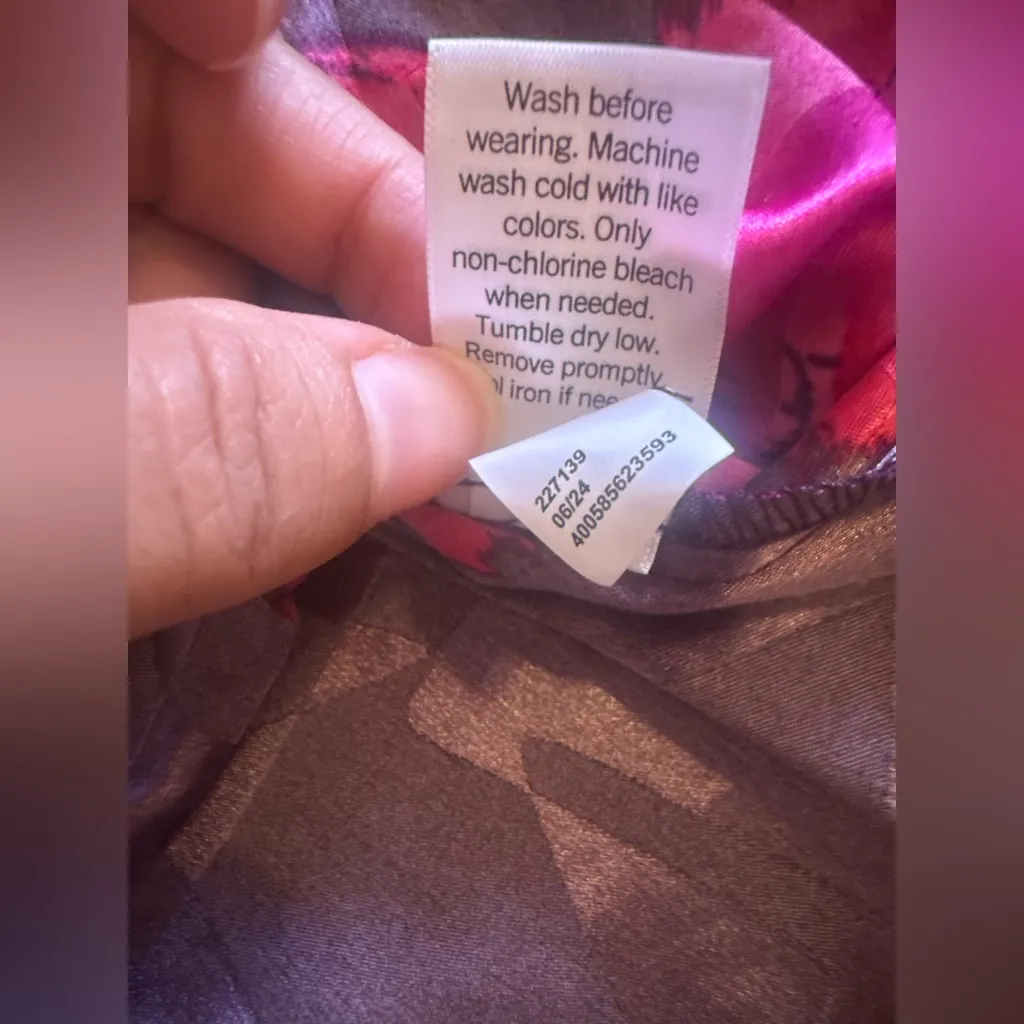 NINE WEST DRESS BLOUSE  HIGH NECK LONG SLEEVES PLUZ SIZE XXL Pink Floral - Image 12