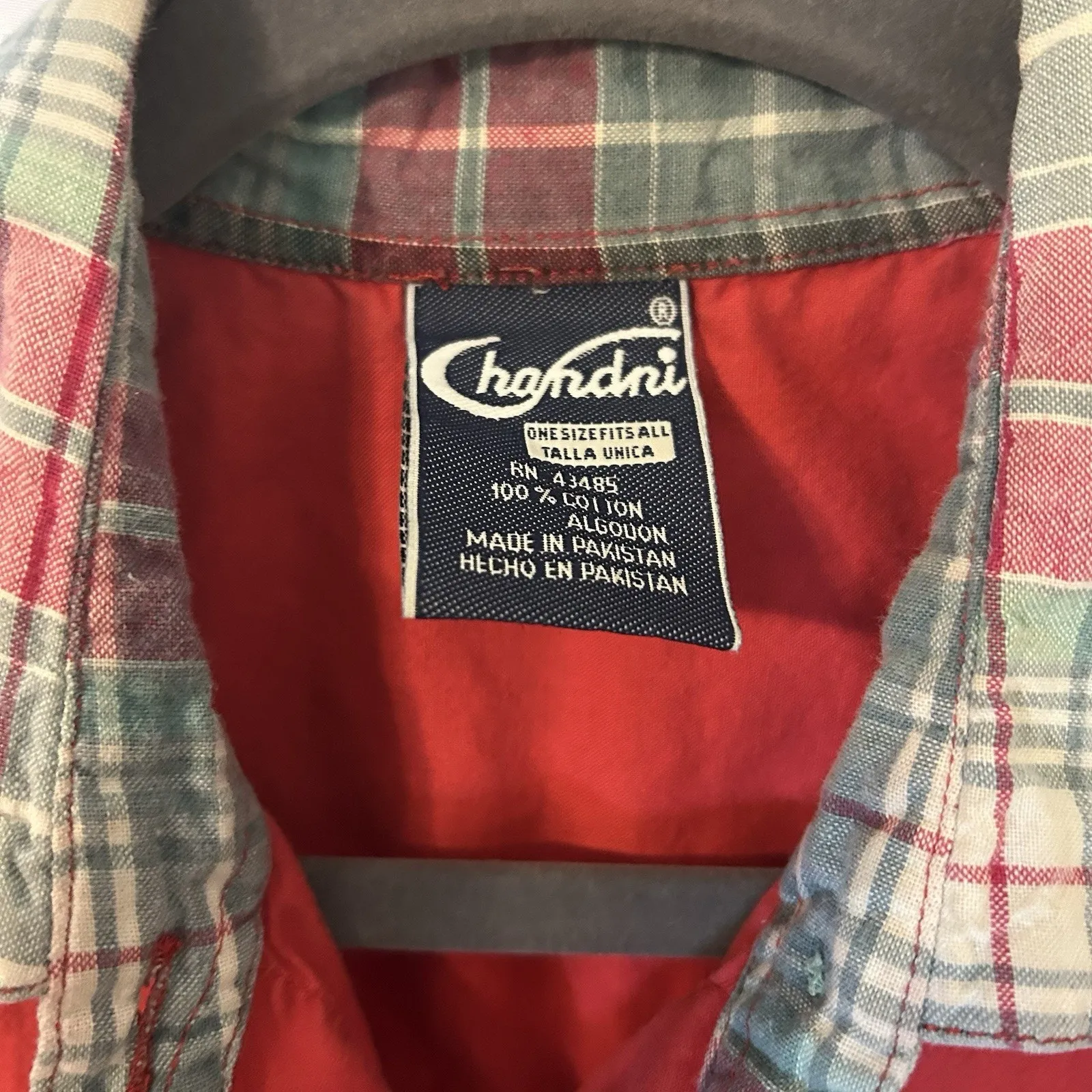 Chandni Red Oversized Button Shirt Nightshirt One‎ Size Fits Most Short Sleeve - Image 7