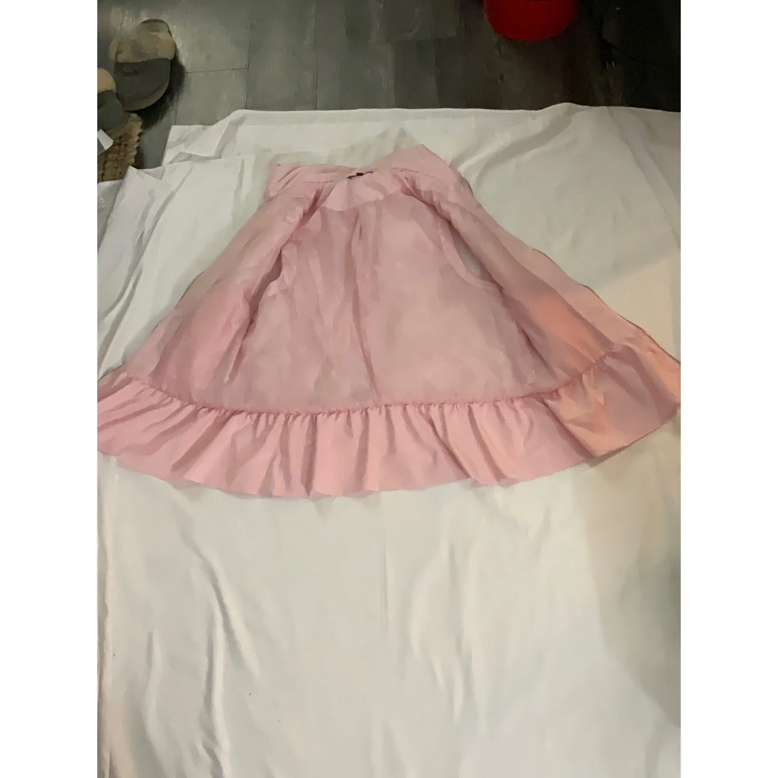 Anthropologie Cynthia West Pink Puffer Vest Ruffle Bottom L Pastel Angelcore - Image 7