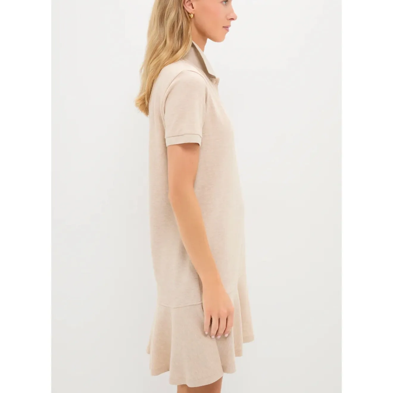 Tuckernuck Sandstone Pique May Polo Shirt Dress Medium Long Sleeve Polo Beige - Image 5