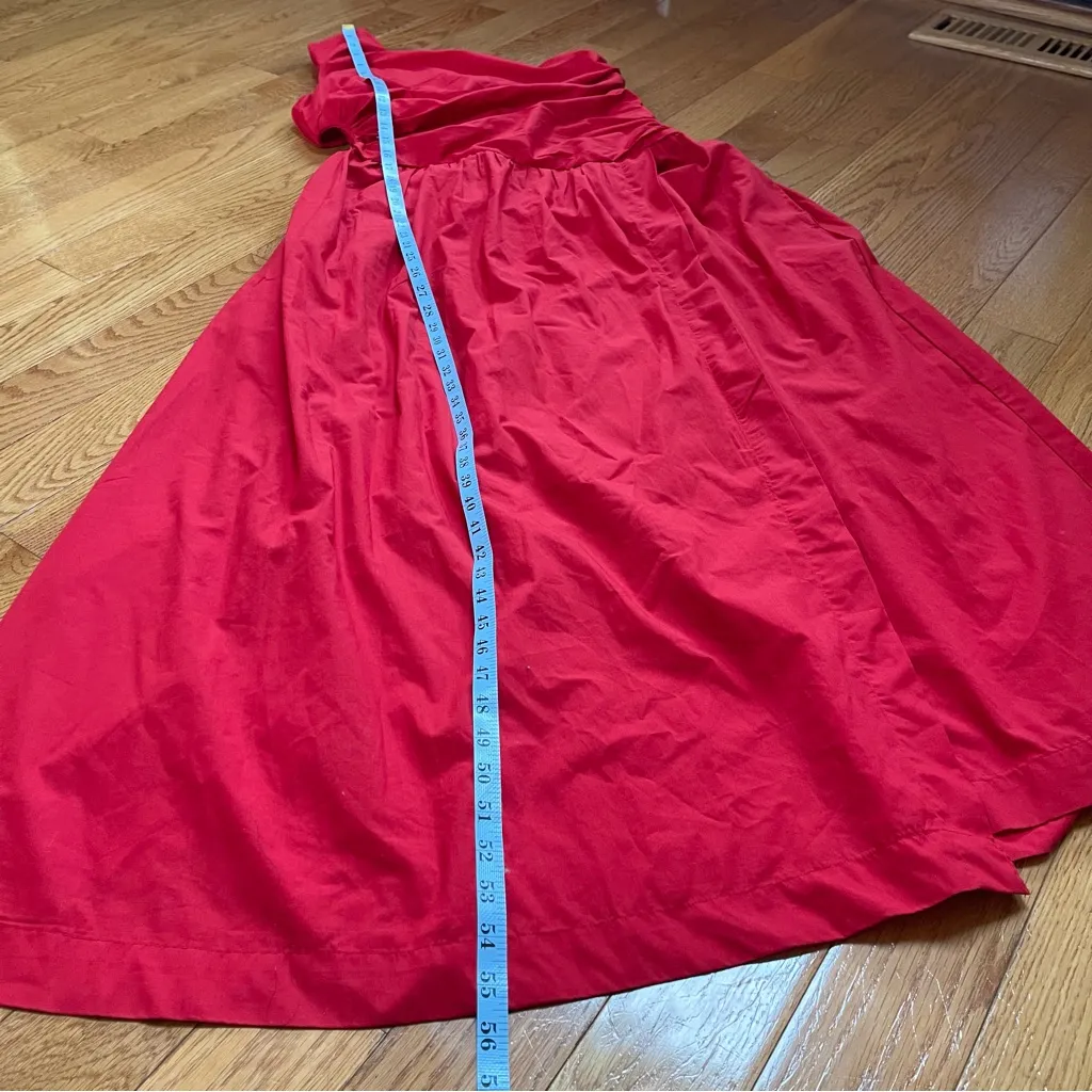 Abercrombie & Fitch One Shoulder Cutout Maxi Wrap Cotton Dress Red Sz Large - Image 7