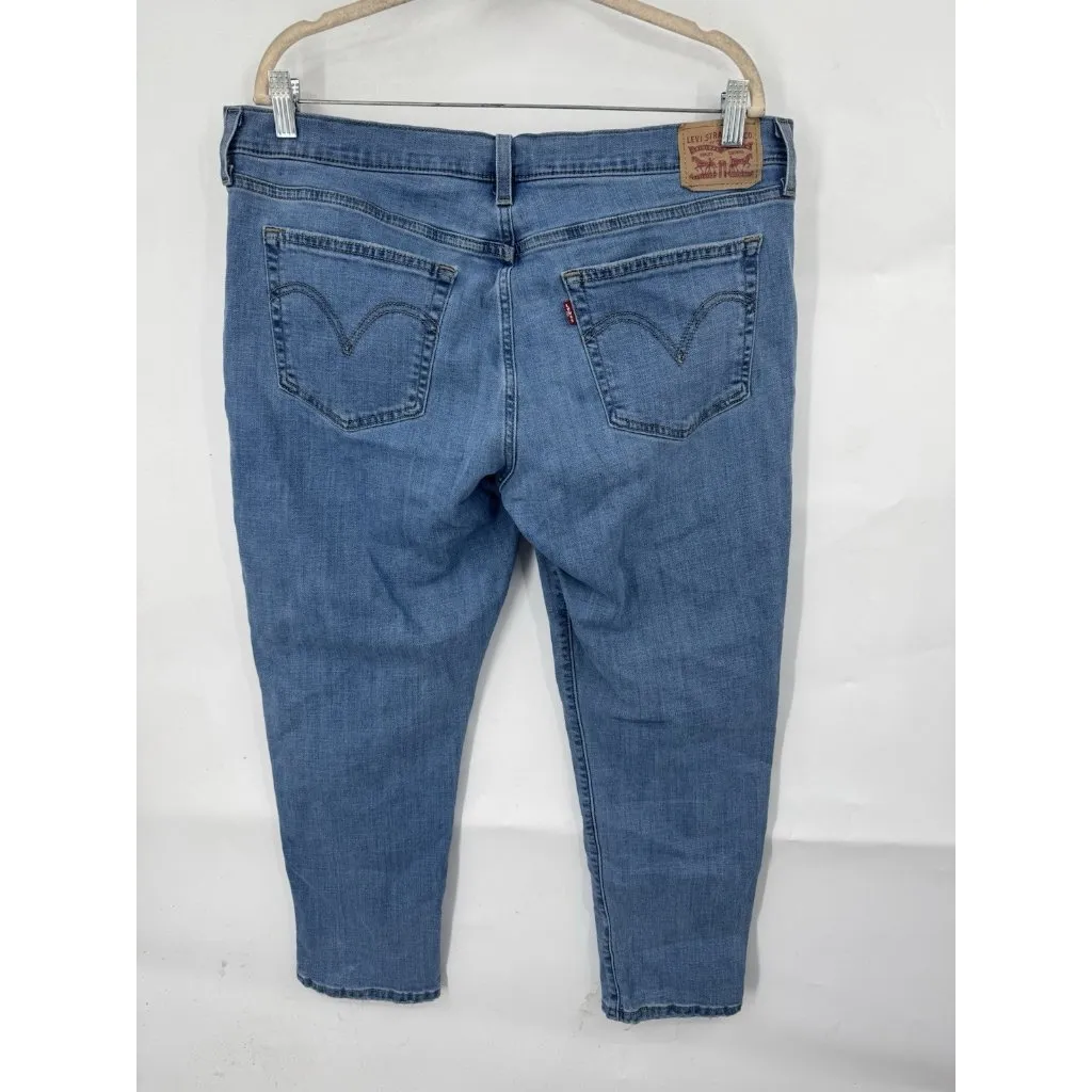 Levi’s Boyfriend Straight Leg Jeans Women 32 Medium Wash Blue Denim Western Boho - Image 2