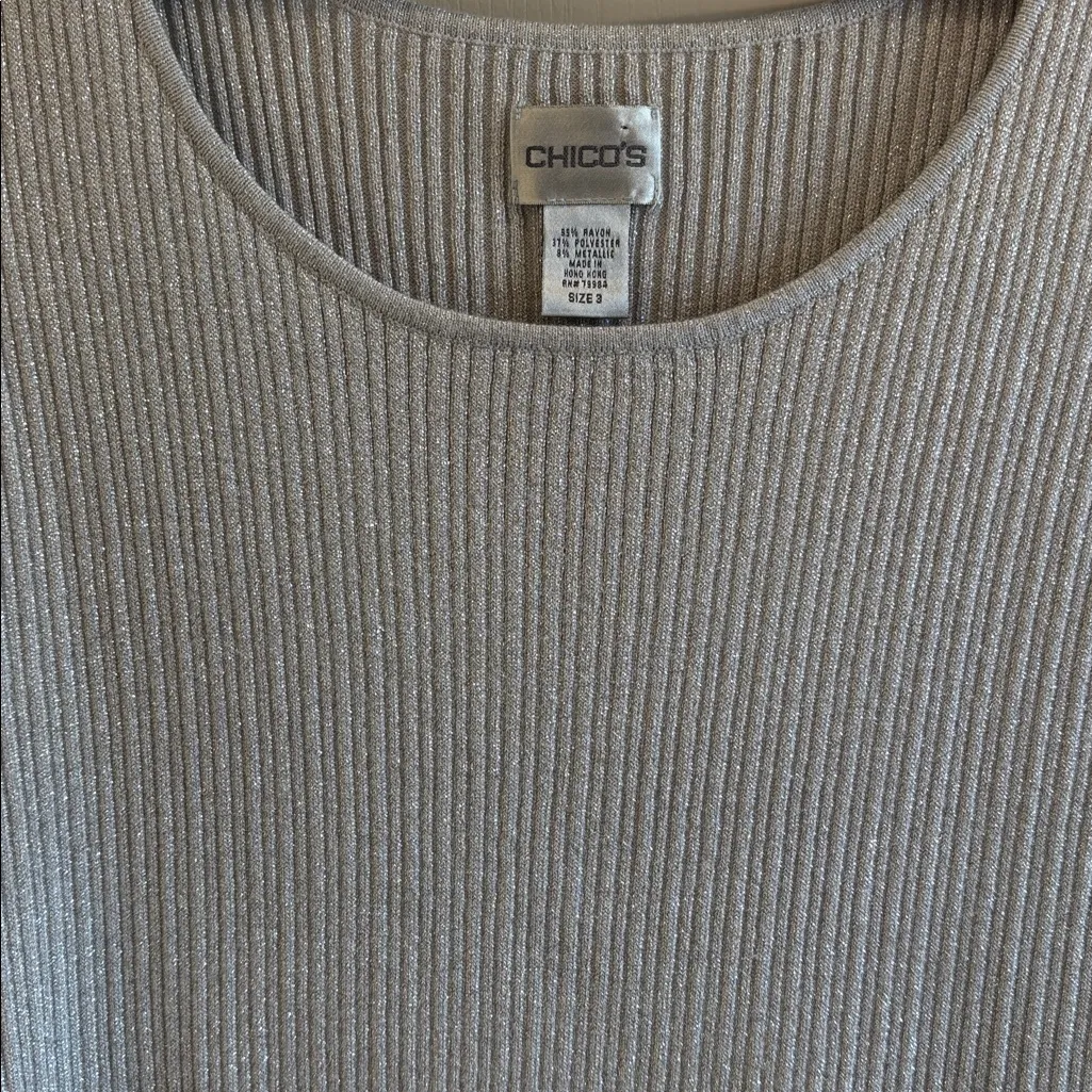 CHICO’S SILVER METALLIC TANK TOP
RAYON & POLY SIZE 3..XL..PTP 16”LOTS OF STRETCH - Image 6