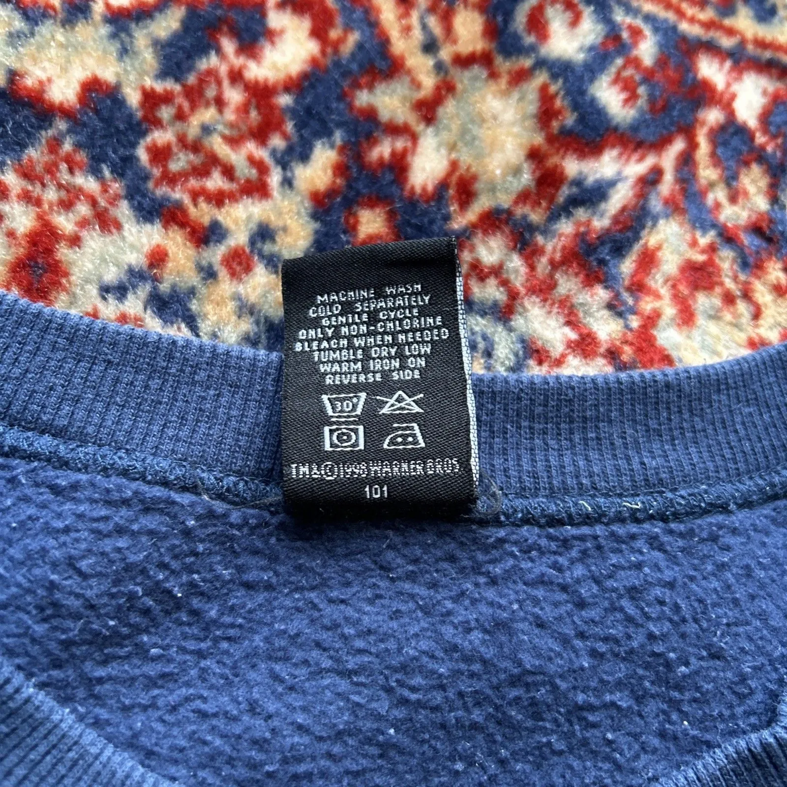 Warner Bros Vintage 1998 WB Studio Looney Tunes 3D Embroidered Sweatshirt Size L Blue Size L - Image 5